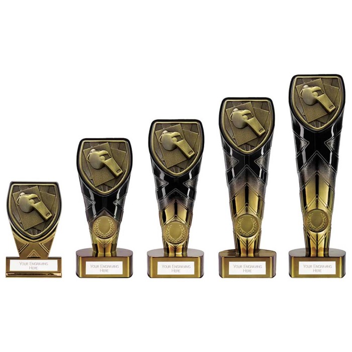 FUSION COBRA FOOTBALL REFEREE WHISTLE RESIN TROPHY - 5 SIZES 11CM - 22.5CM